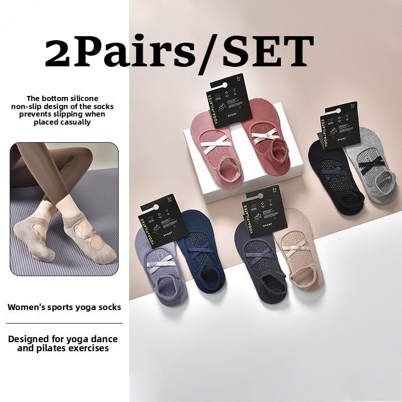 Medias Para Pilates Y Yoga - 2 Pasang Kaus Kaki Yoga Katun
